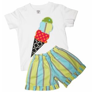 Ice Cream Toddler Girls 2Pc Summer Short Set